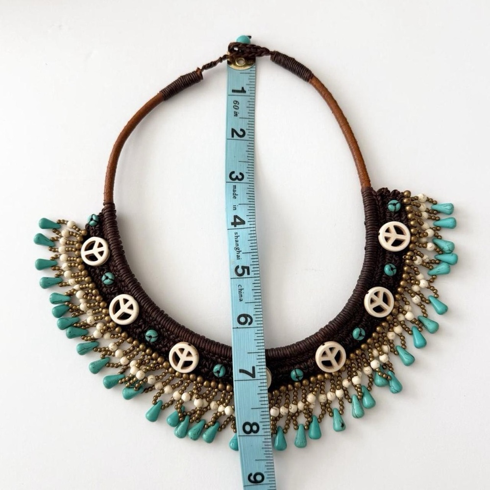 Statement Turquoise Macrame Boho Collar Necklace - image 5